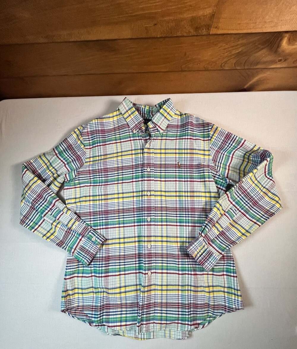 Polo Ralph Lauren Custom Fit Cotton Plaid Button-Down Shirt Large